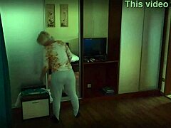 this gorgeous blonde milf teacher with small waist gets her big arse destroyed by horny couple in homemade usa session, she's so juicy and bimbo-like.