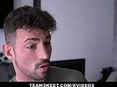 Shy blonde teen Mona Blue boosts her reputation by seducing with blowjob and cowgirl riding leading to cumshot on cute face