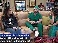 intriguing backstage close-up of mara luv in latex gloves with shaved pussy and natural tits