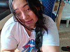 My stepsister greets me with delicious blowjob on my cock and wet pussy ride 😏