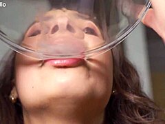 Brunette Regina Moonshine takes 4 bbc for hard wet fuck with deepthroat, handjob, and double penetration.