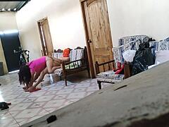 stepmother rests on sofa then stepson fucks her like whore 😈