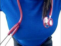 Why is this crazy latina nurse making homemade porno in the hospital office with big ass spreading?