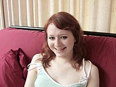 ivy bends over in fishnets for amateur pussy railing on bed