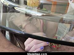 Cheating bubbly milf stepmom casually sucks her stepson's big girthy cock to boost his confidence. She rides him cowgirl style in hardcore taboo action.