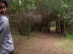 Girlfriend cheats on woods trail getting deepthroat blowjob and creampie from big black cock lover 😏