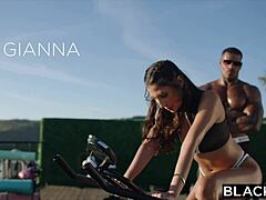 Gorgeous Influencer Gianna Devours His BBC at Gym with Deepthroat and Creampie in Hairy Pussy