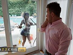 Emotional Title Captures Soapy Ebony Slut Mystique In Brazzers Interracial Outdoor Cumshot Fantasy With Riding And Titty Fuck