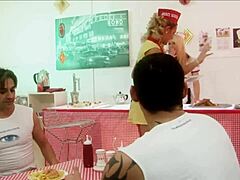 Milf Waitresses Diana Gold and Eva Mercedes Dive into FFMM Foodie Foursome with Cumshot Facial