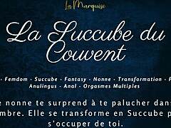 The convent succubus tempts with horny desires in french audio porn. She lures listeners into wild fantasies outdoors.
