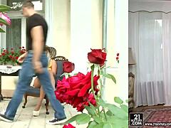 Blonde Christen Courtney hints at taking a monster cock deep in her ass and pussy.