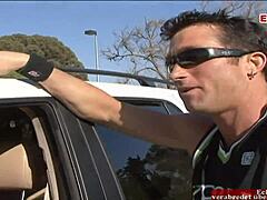 I adore how this brunette milf with huge boobs savors that stiff cock after street pickup