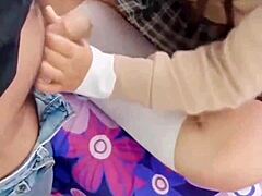 Mexican schoolgirl turns horny and compliant for computer exchange with homemade anal creampie and sucking outdoors