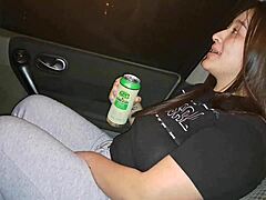 Big ass latina gets intriguing outdoor park adventure with public car creampie in flip flops