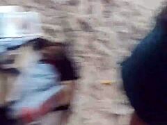 exhibitionist couple fucks on public beach while stranger joins for cumshot oral action