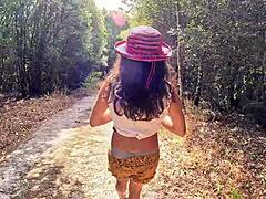 Bold Compilation Of Babe Walking In Woods With Cameltoe Feet And Outdoor Nature Exposure