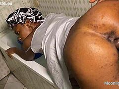 Horny housewife fucks bbc plumber in bathroom with bent over doggystyle