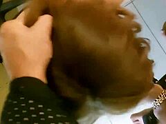 French amateur slut in red satin bodysuit and green leather pants gives deepthroat blowjob. She adds rimming ass fingering and heels for extra kink.