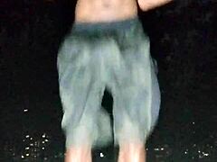 In a quiet park setting, a pretty mature amateur from USA poses for her first gym-inspired photoshoot interview