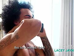 emergency massage with big black cock turns into oiled interracial fucking outdoors