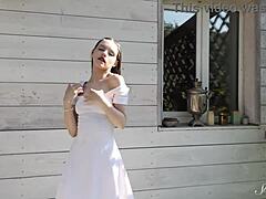 hey, check out this soft diddling session turning hard with cute brunette teen 18+ dakota doll fingering her shaved pussy 😏