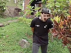 Risky outdoor sex unfolds with my horny big-ass stepsister in homemade Latina action. She bends over for deepthroat blowjob and doggystyle creampie from big black cock.