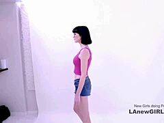 beautiful brunette got seduced by the producer in a modeling audition... oh gosh, that casting on sofa with cute teen turned into pov swallow