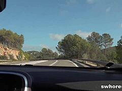 Prostitute offers quickie raw fucking on roadside with big cock drilling her shaved pussy in doggystyle