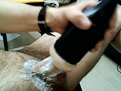 multiple foamy cumshots from homemade masturbation with toys