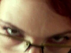 glassed-up karla rose drops to her knees in pov sucking my wrapped cock