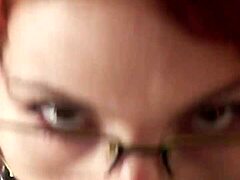 glassed-up karla rose drops to her knees in pov sucking my wrapped cock