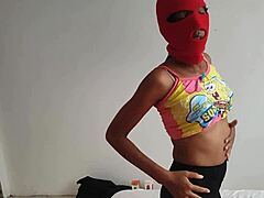 Stepmother caresses buttocks and tits before stepson rubs penis on her feet