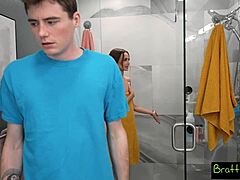 害羞继弟被妮基·妮科尔诱惑淋浴深喉口爆颜射