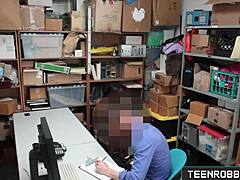 Secret office guard feels thrilled fucking young 18+ ebony shoplifter Daya Knight after blackmail