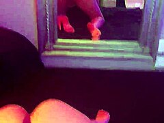 Teen girlfriend raven mirror blowjob