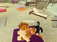 98 roblox porn with blonde and ebony in threesome assfucking doggystyle