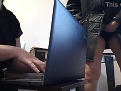 Black Lesbian Secretary Masturbates Passionately Near Colleague In Office With Panties Down