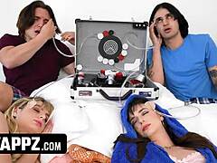 Facial Finish as Stepbros Trade Stepsisters for Blowjob and Doggystyle Fucking with Deepthroat