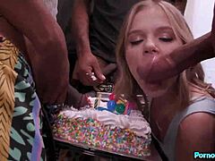 Teen Coco Lovelock Feels Thrilled Sucking Bunch Of Large Black Dicks For Birthday Blowbang