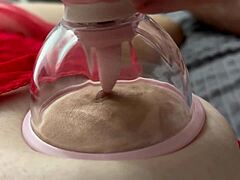 this cute colombian brunette babe with big natural tits gets her nipples licked sweetly by vacuum tongue in bed close up