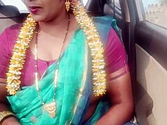 Indian car sex housewife with husbands father long drive for fucking