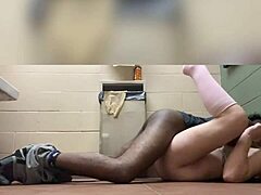 rough interracial domination in public bathroom with choking gagging and deepthroat action