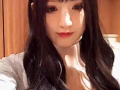 Intense Japanese Crossdressing Cutie Masturbates in Quiet Anal Session