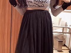 Intense Japanese Crossdressing Cutie Masturbates in Quiet Anal Session