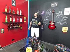 Menage in Lukas Zaad's bar with Pamela Pantera and Nicoly Mattos getting into hot lesbian action and Lukas joins the fun