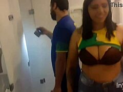 No clients at the club so we grabbed the security guard secretly in the bathroom