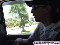 three hot milfs dive into steamy hardcore foursome with shaved pussies and stockings