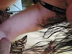 Sandra Jerks Cock All Over Her Big Natural Tits In Candid Tug!