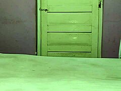 This hot young brunette with a big ass stripped to her underwear for a solo handjob session, stroking his cock until climax