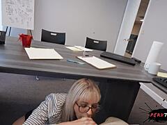 Cheating teen 18+ chats on phone with boyfriend while boss fucks her doggystyle at office 😈